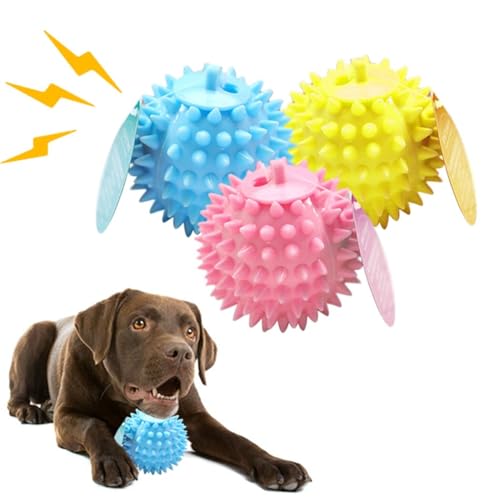 yeeplant Spike Ball Gummi dreiteiliges Set: konvexes, interaktives und quietschendes Hundespielzeug zum Kauen, Beißen und Spaß von yeeplant