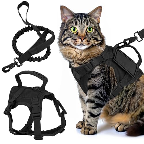 yeeplant Taktisches Katzengeschirr und Leine, Set mit verstellbaren Riemen und weichem Netzgewebe für Komfort, Schwarz yeeplant Taktisches Katzengeschirr und Leine, Set mit verstellbaren Riemen und weichem Netzgewebe für Komfort, Schwarz von yeeplant
