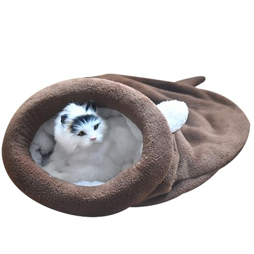 yeeplant Weiches Thermo-Fleece-Haustiernest, leicht, atmungsaktiv, warm, Koralle, Winter, waschbar, Schlafsack für Katzen von yeeplant