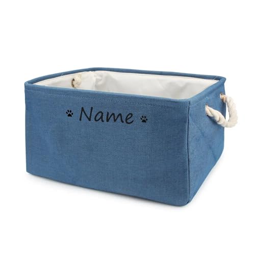 Aufbewahrungskorb für Hundespielzeug, personalisierbar, personalisierbar, Hundekorb, anpassbare Hundespielzeugbox (Dunkelblau, Größe S, 30 x 20 x 12 cm) von yky