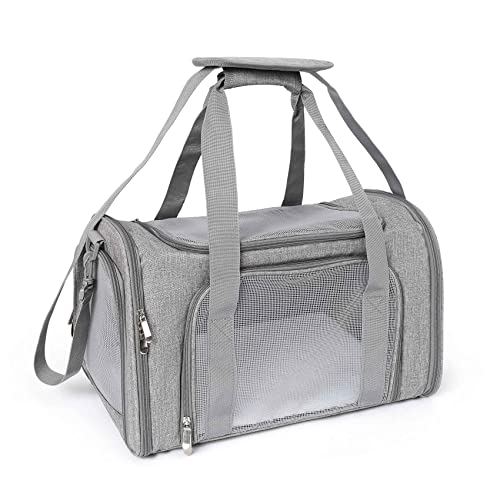 yomoe Outdoor Travel Puppy Cat Carrier for Small Dogs Cat Crates Breathable Mesh Grey von yomoe