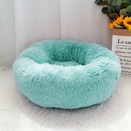 Beruhigendes Hundebett / Katzenbett, waschbar, rund, rutschfest, flauschig, Kunstplüsch, Donut, Kuschelbett, Katzenbett für kleine, mittelgroße und große Hunde – wasserdichter Boden-Durchmesser 89 cm von youyoucool