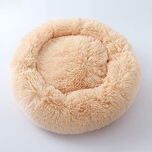 Beruhigendes Hundebett für kleine, mittelgroße und große Hunde – rundes Donut-Hundebett, waschbar, rutschfest, Kunstplüsch, flauschig, Donut, Kuscheltier, Angst, Katzenbett, Durchmesser 61 cm von youyoucool