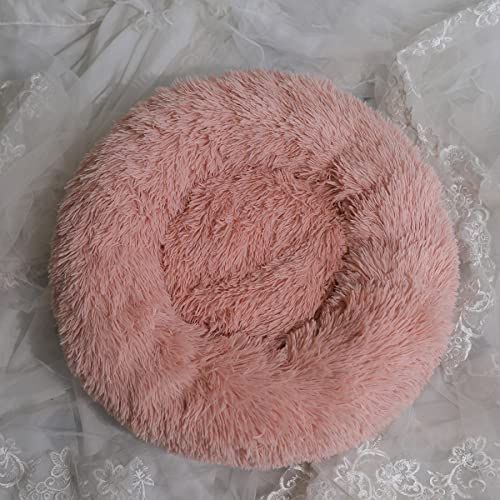 Beruhigendes Hundebett für kleine, mittelgroße und große Hunde – rundes Donut-Hundebett, waschbar, rutschfest, Kunstplüsch, flauschig, Donut, Kuscheltier, Angst, Katzenbett, Durchmesser 61 cm von youyoucool