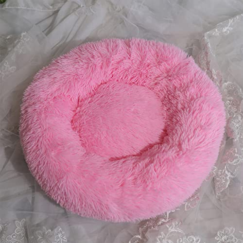 Beruhigendes Hundebett für kleine, mittelgroße und große Hunde – rundes Donut-Hundebett, waschbar, rutschfest, Kunstplüsch, flauschig, Donut, Kuscheltier, Angst, Katzenbett, Durchmesser 61 cm von youyoucool