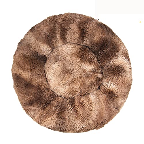 Beruhigendes Hundebett für kleine Hunde – Donut waschbar, kleines Haustierbett, Anti-Angst, rund, flauschiges Plüsch-Katzenbett, passend für Haustiere, Durchmesser 109 cm von youyoucool