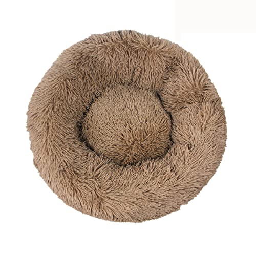 Beruhigendes Hundebett für kleine Hunde – Donut waschbar, kleines Haustierbett, Anti-Angst, rund, flauschiges Plüsch-Katzenbett, passend für Haustiere, Durchmesser 109 cm von youyoucool