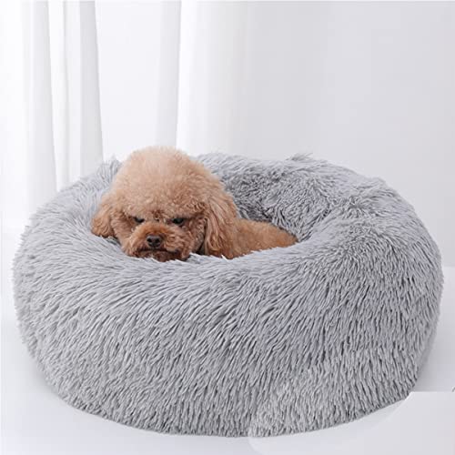 Beruhigendes Hundebett und Katzenbett, Anti-Angst-Donut, wärmend, gemütlich, weich, rund, flauschiges Kunstplüsch-Kissen für Hunde und Katzen, Durchmesser 100 cm von youyoucool