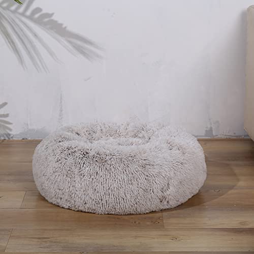 Beruhigendes Hundebett und Katzenbett, Anti-Angst-Donut, wärmend, gemütlich, weich, rund, flauschiges Kunstplüsch-Kissen für Hunde und Katzen, Durchmesser 129 cm von youyoucool