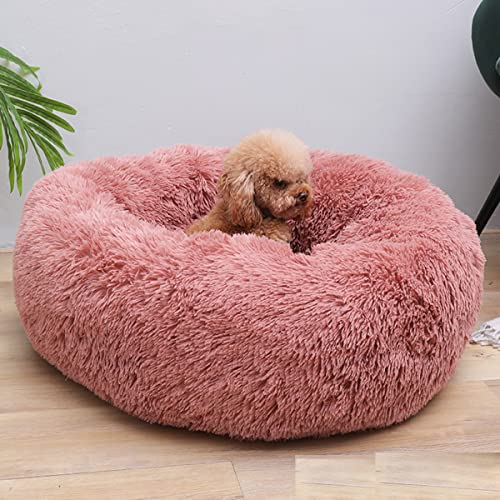 Beruhigendes Hundebett und Katzenbett, Anti-Angst-Donut, wärmend, gemütlich, weich, rund, flauschiges Kunstplüsch-Kissen für Hunde und Katzen, Durchmesser 129 cm von youyoucool