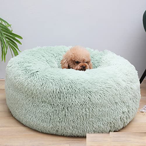 Beruhigendes Hundebett und Katzenbett, Anti-Angst-Donut, wärmend, gemütlich, weich, rund, flauschiges Kunstplüsch-Kissen für Hunde und Katzen, Durchmesser 40,6 cm von youyoucool