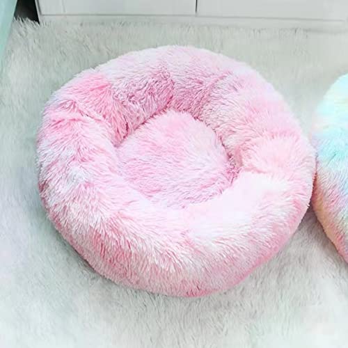 Beruhigendes Hundebett und Katzenbett, Anti-Angst-Donut, wärmend, gemütlich, weich, rund, flauschiges Kunstplüsch-Kissen für Hunde und Katzen, Durchmesser 40,6 cm von youyoucool