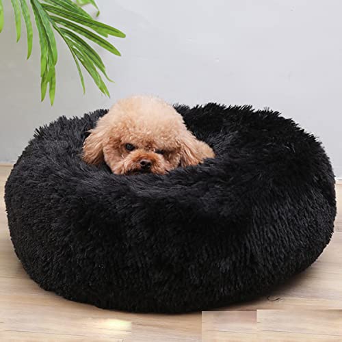 Beruhigendes Hundebett und Katzenbett, Anti-Angst-Donut, wärmend, gemütlich, weich, rund, flauschiges Kunstplüsch-Kissen für Hunde und Katzen, Durchmesser 40,6 cm von youyoucool