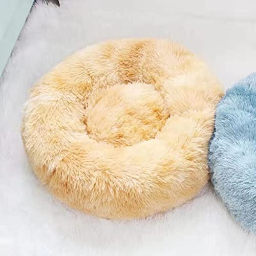 Beruhigendes Hundebett und Katzenbett, Anti-Angst-Donut, wärmend, gemütlich, weich, rund, flauschiges Kunstplüsch-Kissen für Hunde und Katzen, Durchmesser 50,8 cm von youyoucool