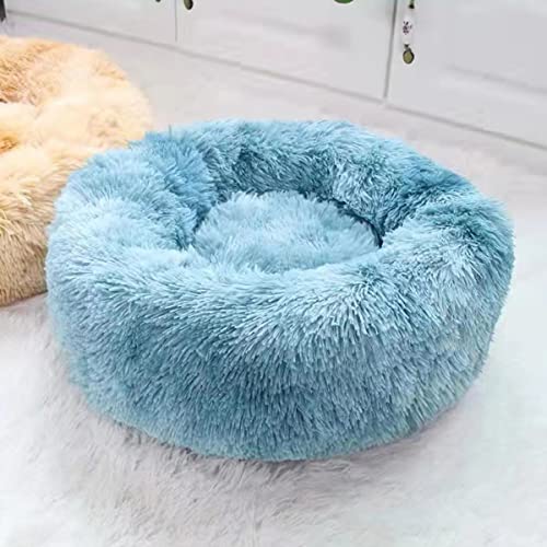 Beruhigendes Hundebett und Katzenbett, wärmend, gemütlich, weich, rundes Hundebett, flauschiges Kunstfell, Plüsch, Hunde- und Katzenbett, Durchmesser: 40,6 cm von youyoucool