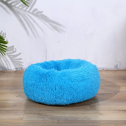 Beruhigendes Hundebett und Katzenbett, wärmend, gemütlich, weich, rundes Hundebett, flauschiges Kunstfell, Plüsch, Hunde- und Katzenbett, Durchmesser: 40,6 cm von youyoucool