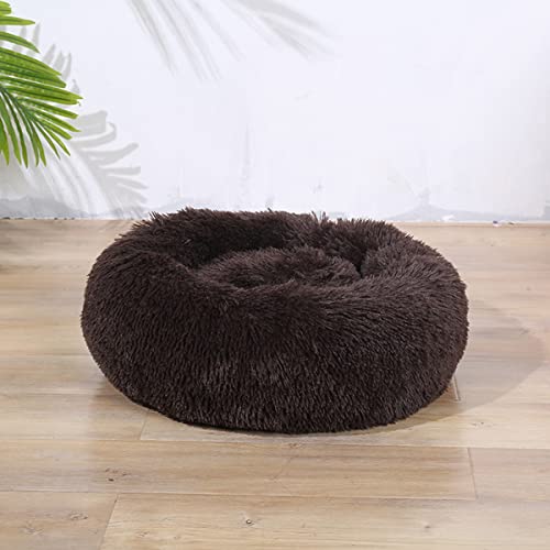 Beruhigendes Hundebett und Katzenbett, wärmend, gemütlich, weich, rundes Hundebett, flauschiges Kunstfell, Plüsch, Hunde- und Katzenbett, Durchmesser: 50 cm von youyoucool