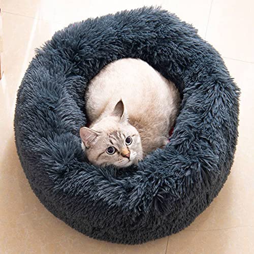 Donut Katzenbett, Kunstplüsch-Hundebetten für mittelgroße und kleine Hunde – selbstwärmendes, rundes Kissen für den Innenbereich, kuscheliges, waschbares Hundebett und Katzenbett Durchmesser 40,6 cm von youyoucool