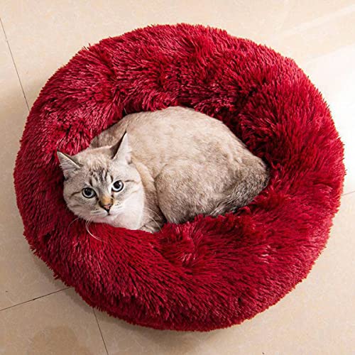 Donut Katzenbett, Kunstplüsch-Hundebetten für mittelgroße und kleine Hunde – selbstwärmendes rundes Kissen für den Innenbereich, kuschelig, waschbar, Durchmesser 50,8 cm von youyoucool