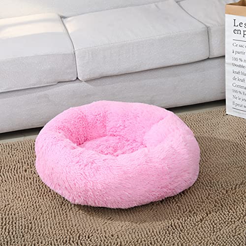 Hunde-Katzenbett, Donut-Haustierbett für kleine Hunde, flauschig, gemütlich, selbstwärmend, verbesserter Schlaf, Haustierkissen, rutschfest, maschinenwaschbar, leicht, Durchmesser: 61 cm von youyoucool