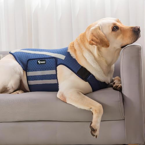 Yrenoer Hunde-Anxiety-Weste, Komfort Hund Angst Relief Jacke, atmungsaktive Hemden für Hunde, weicher Hund Angst Mantel Weste, Welpen Angst Warp Beruhigendes Shirt für Haustier (L, Blau) von yrenoer