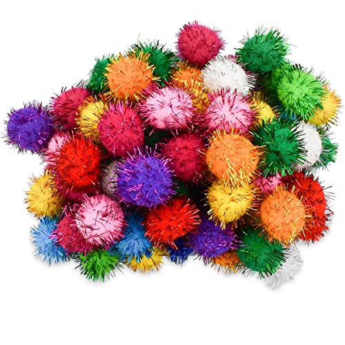 yuntop 70 Stück sortierte Farben, glitzernde Lametta-Bälle, Katzen-Spielzeug, Pompom, Katzenspielzeug, interaktive Katzen-Pompons, Bälle für Kätzchen, Lieblingsspielzeug, glitzernde flauschige Bälle von yuntop