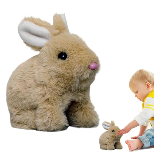 yupeuooe Interaktiver Plüschhasen, realistischer interaktiver Hasenplüsch,Stoffed Bunny Interactive Plush Toy - Pädagogische elektronische Haustierspielzeug realistische Kaninchen für Ostern, zuckend von yupeuooe