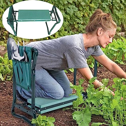 yuyuanDO Garten Kniebank, Grün Kniebank, 2 in 1 Kniebank für Gartenarbeit Set mit Eva-Schaumkissen Gepolstert Klappbar Gartenbank, Garten Kniematten mit Handschuhe & ​Gartengeräte 60,5×26×47cm (1PCS) von yuyuanDO