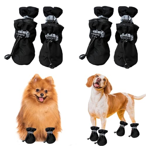 Hundeschuhe mit weicher Sohle, rutschfeste Hundeschuhe zum Spazierengehen, Hundefußabdeckungen, Pfotenschutz mit reflektierenden Riemen für kleine, mittelgroße und große Hunde (XL, Schwarz) von ywkiyrs