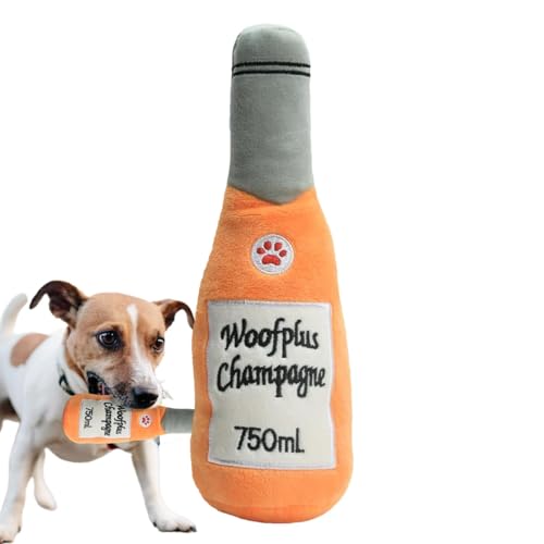 yybng Bier Plüsch Hundespielzeug, Quietschendes Hundespielzeug, Weiches Bierflaschen Plüsch Hundespielzeug, Interaktives Quietschspielzeug Kauspielzeug, Sound Quietsch-Plüsch-Hundespielzeug von yybng