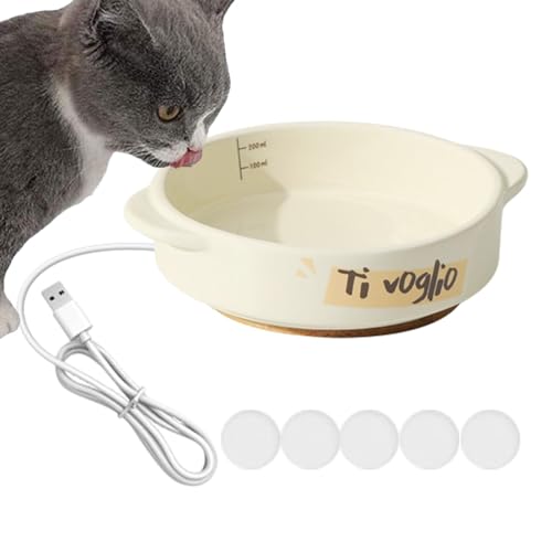 yztju Beheizter Wassernapf für Hunde,Outdoor-Keramik-Heiznapf für Hunde - Automatische Tränke mit Portable für Hunde, Katzen, Kaninchen, Vögel, Hühner von yztju