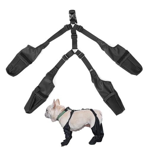 yztju Strapsstiefel für Hunde | Verstellbare wasserdichte Hundestiefel | Hundepfotenschutz mit Hilfsgurt,Portable Kälte für kleine und mittelgroße Hunde von yztju