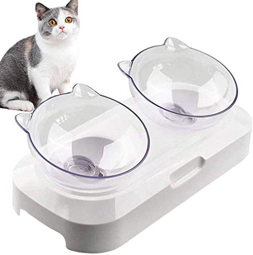 Double Cat Bowl, Katzenfutterschale Mit Angehobener Stehender Tierfutterschale, Reduziert Den Druck Auf Die Halswirbel Der Katze von zaizai