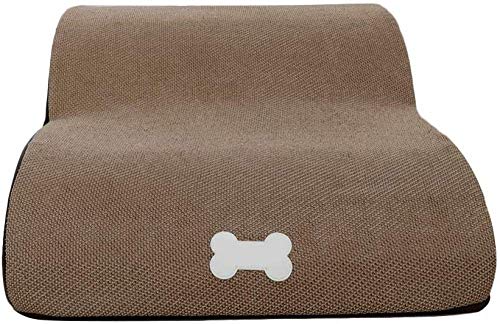 Hundetreppe, 2 Schichten Hang Hundetreppe Leiter Haustiertreppe Schritt, Haustierklettertreppe Hunderampe Schlafsofa Leiter Für Hunde Katzen, Abnehmbare Waschbare Abdeckrampe-Brown von zaizai