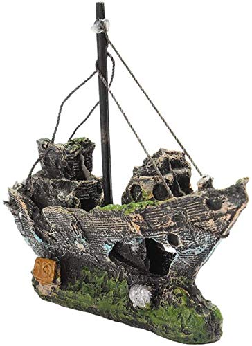 zaizai Aquarium Segelboot Ornament Wrack Versunkener Zerstörer Schiff Höhle Aquarium von zaizai