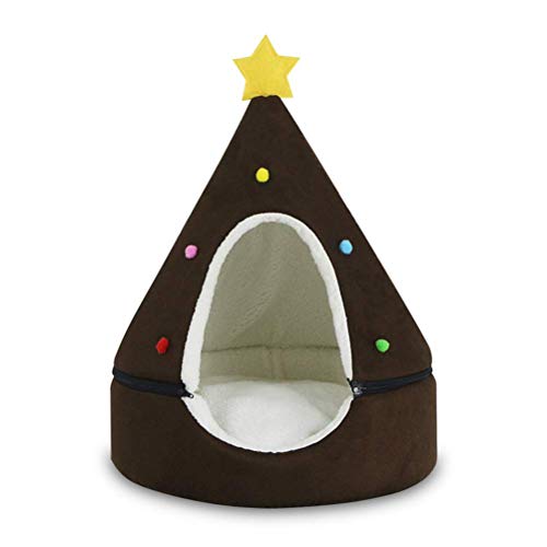 zaizai Cat Tent Cute Pet Nest Christmas Tree Shape House Cave Warm Cat Kennel Soft House Pet Bed Pet Supplies von zaizai