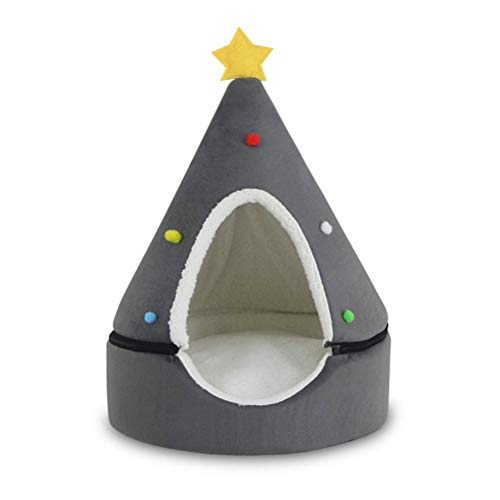 zaizai Cat Tent Cute Pet Nest Christmas Tree Shape House Cave Warm Cat Kennel Soft House Pet Bed Pet Supplies von zaizai