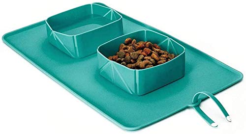 zaizai Pet Bowl Travel Portable Faltbare Doppel-Hundenapf Und Pet Feeder Pad Für Familien Oder Camping von zaizai