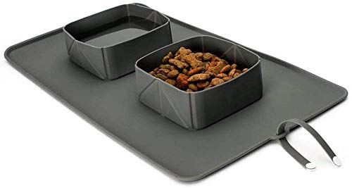 zaizai Pet Bowl Travel Portable Faltbare Doppel-Hundenapf Und Pet Feeder Pad Für Familien Oder Camping von zaizai