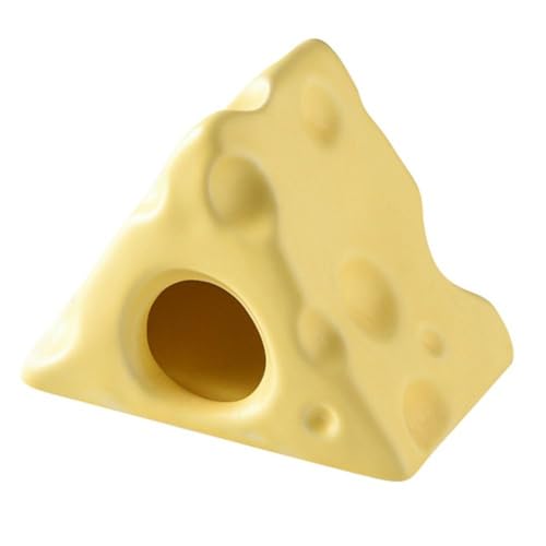 Keramik-Hamsterversteck Käse-Hamsterhöhle, Käseform, Hamsterhaus, Keramik-Hamster-Käse-Form, Haustier-Sommer-Unterschlupfkäfig, dreieckiger Haustier-Hamsterkäfig, Käse-Hamsternest von zaoalife