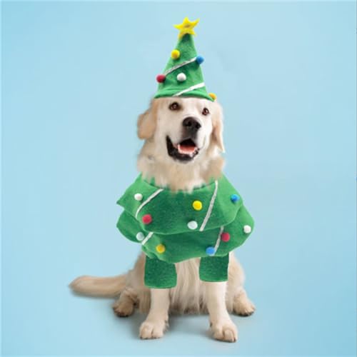 zhendehenziyou Weihnachtsbaum-Kostüm für Hunde und Katzen, lustiges Haustier-Cosplay-Kleid, Hunde-Dekrationen, Welpen-Fleece-Outfits, warme Kleidung für Weihnachten, Neujahr, Weihnachten, Urlaub, von zhendehenziyou