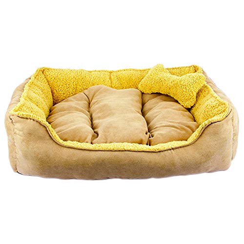 zhenghewyh Hundebett Mittelgroße Hunde Kleine Katzenbett Waschbar Hundekorb S M Kissen Abnehmbarer (S:50 * 40 cm, Khaki) von zhenghewyh