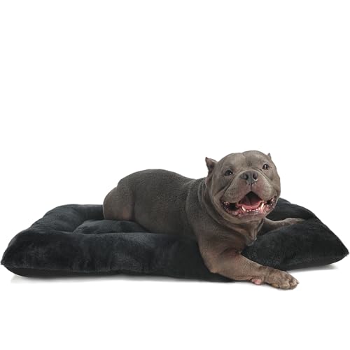 Hundebett, waschbar, weich, gemütlich, flauschig, 91,4 x 61 cm, beruhigendes Schlafkissen, großes Hundebett für große Hunde bis zu 29,5 kg, dickes Hundebett, Schwarz von zihapgpzp