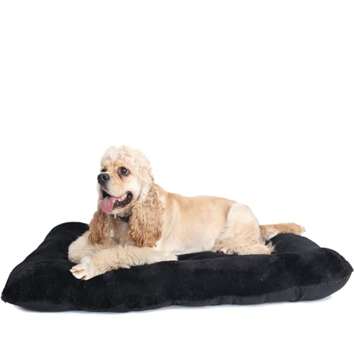 Hundebett, waschbar, weich, gemütlich, flauschig, 91,4 x 61 cm, beruhigendes Schlafkissen, großes Hundebett für große Hunde bis zu 29,5 kg, dickes Hundebett, Schwarz von zihapgpzp