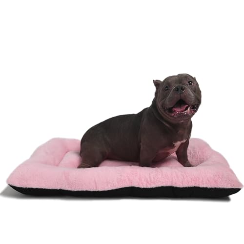 Hundebett, waschbar, weich, gemütlich, flauschig, 91,4 x 61 cm, tragbar, Deluxe, mittelgroß, groß, für Kiste, Unterseite, rutschfest, rosa von zihapgpzp