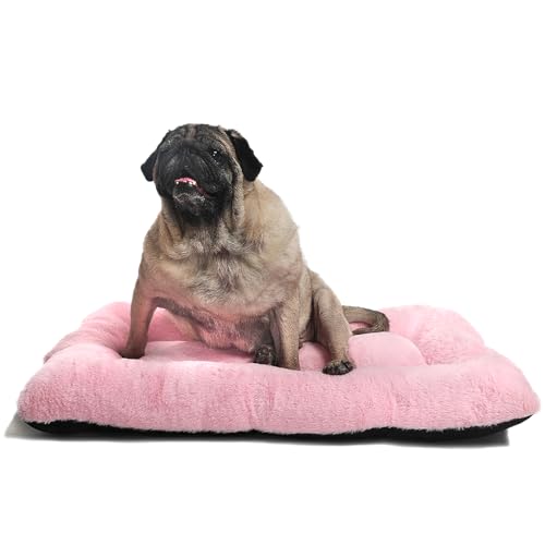 zihapgpzp Hundebett, 76,2 cm, weich, gemütlich, dick, rosa, 76,2 x 48,2 cm, rutschfest, waschbar, tragbar für kleine, mittelgroße Hundekäfigunterlage von zihapgpzp