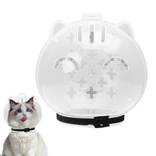 zjhukfmc Katzenhelm Transparent - Atmungsaktive Katzenhaube, Katzenmundabdeckung, Atmungsaktiver Katzenmaulkorb, Katzen-Anti-Biss-Maulkorb, Katzen-transparenter Maulkorb, Katzenball-Maske für von zjhukfmc