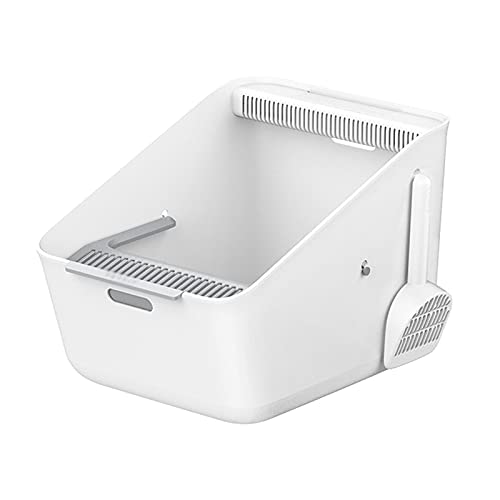 zlw-shop Katzenstreu Elektrische Box Anti-Splash Cat Pfanne / Katzenstreu mit Katzenstreu Scoop Große Box Katzenstreu halbgeschlossen, Weiß Katzentoilette von zlw-shop