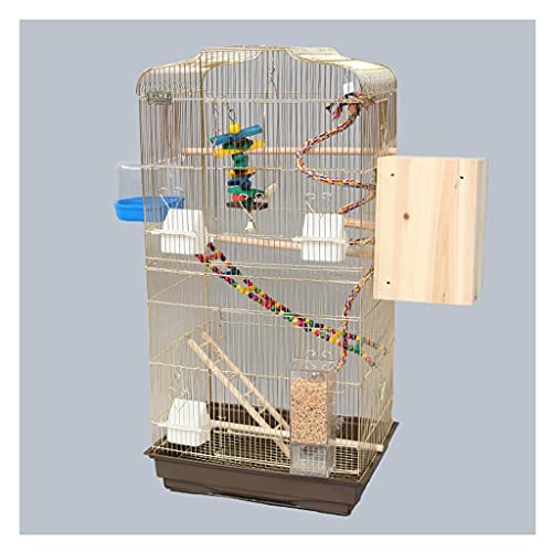 zlw-shop Vogelkäfig, beschichtet, Tigerhaut, großer Zuchtkäfig, Nymphensittichkäfig, großer Metall-Myna-Vogelkäfig mit Zuchtkäfig, geeignet zum Aufziehen von Vogelherden, Flugkäfig (Farbe: Gold) von zlw-shop