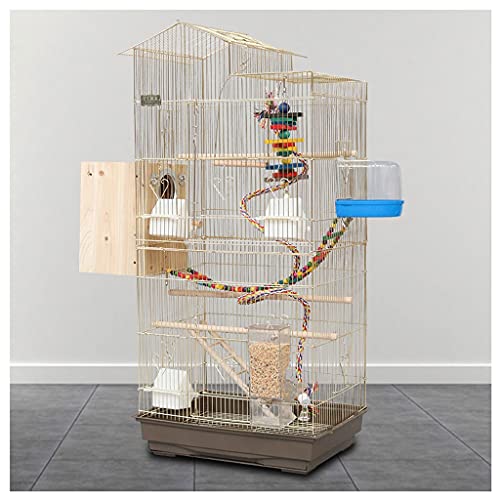 zlw-shop Vogelkäfig Electroplating Gold Large Broading Bird Cage Villa Parrot Cage Big Bird Toy with Netzteil für Sittich Canary Love Bird Voliere Käfig (Color : A) von zlw-shop